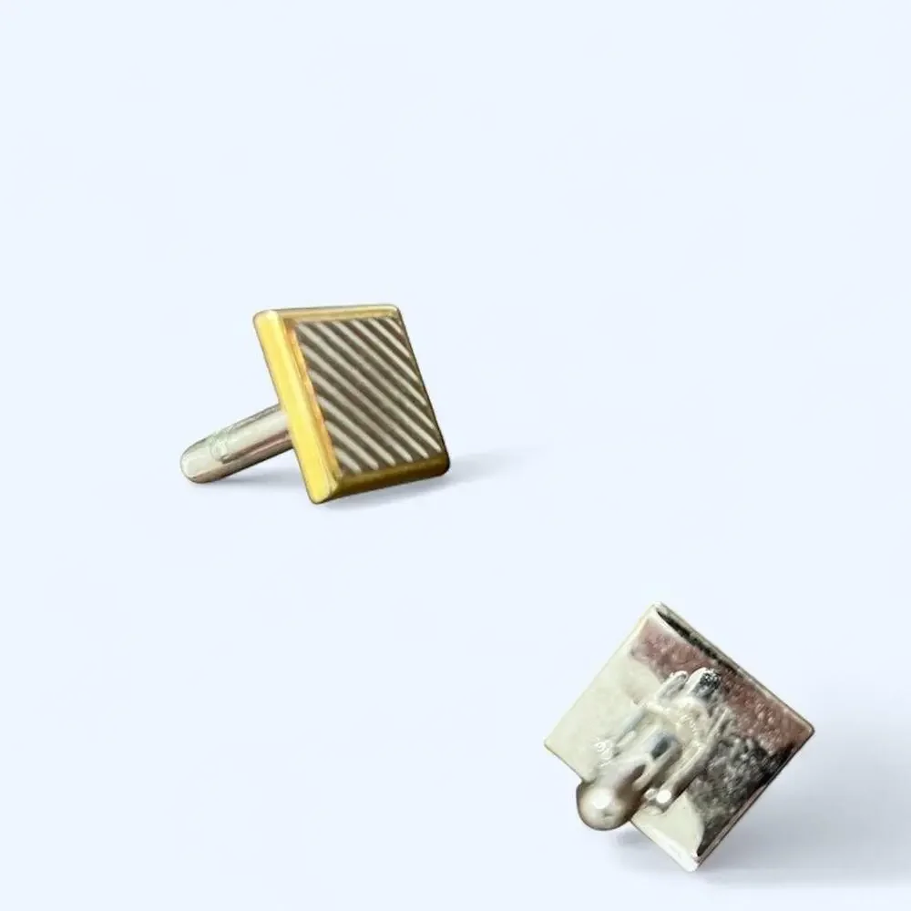 Gold silver striped cufflinks